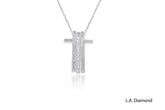 18K White Gold Diamond Split Cross Pendant Necklace